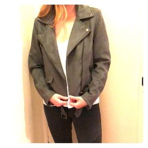 Gray Suede Bomber Jacket